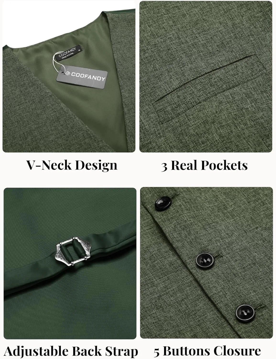 COOFANDY Men Casual Suit Vest Formal Dress Vest Slim Fit Waistcoat Business Wedding