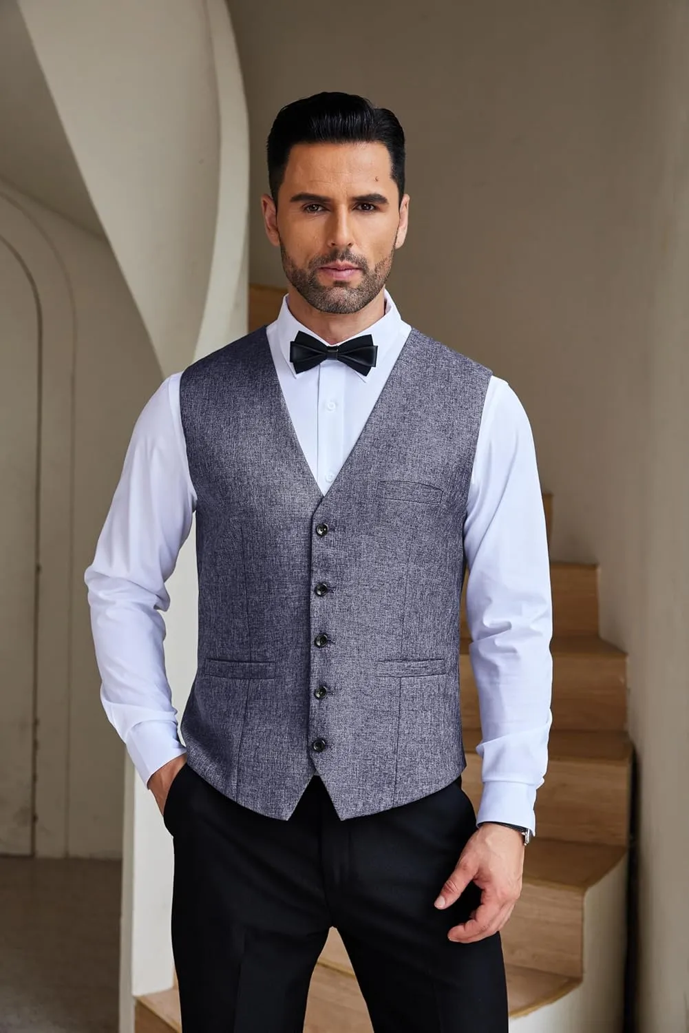 COOFANDY Men Casual Suit Vest Formal Dress Vest Slim Fit Waistcoat Business Wedding