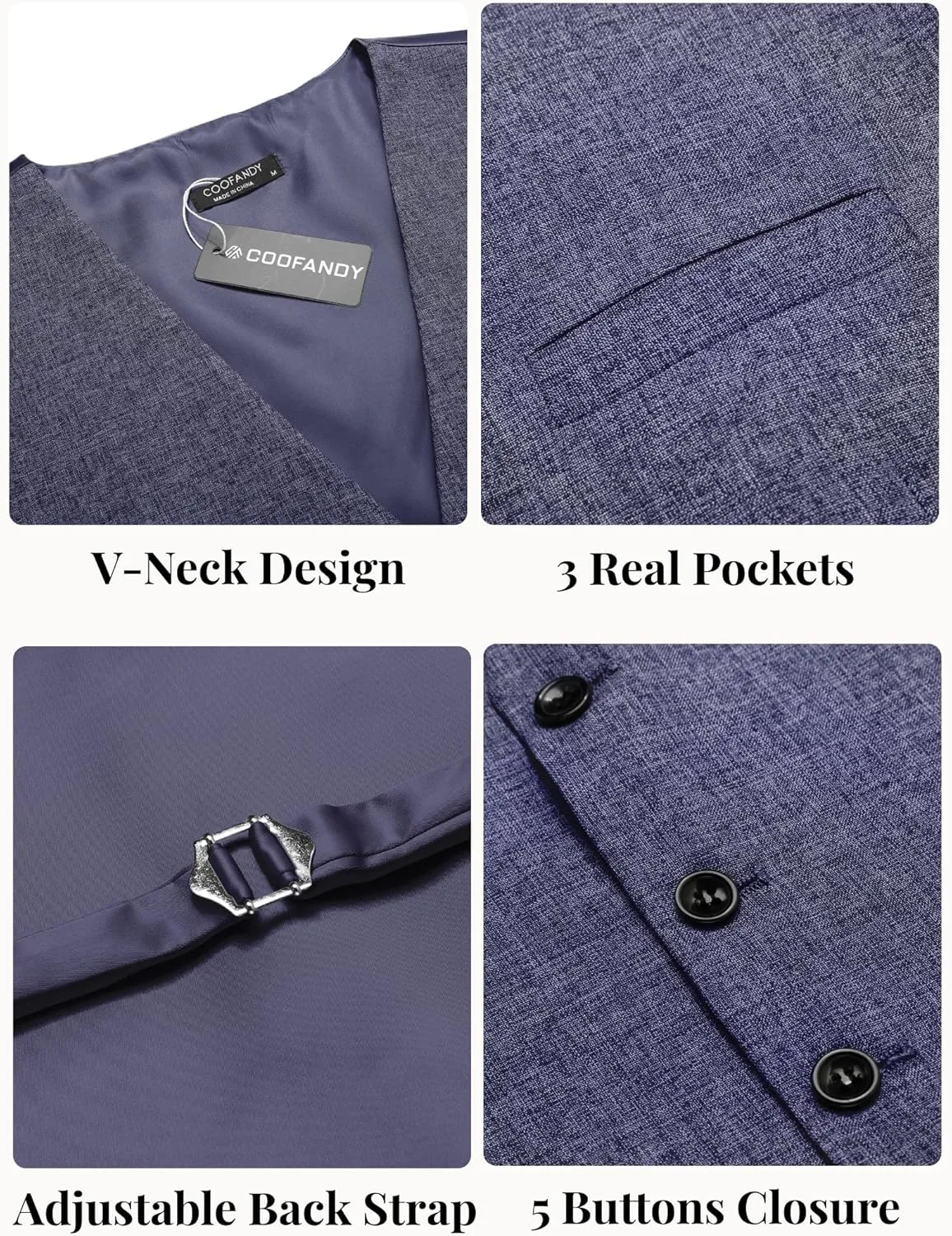 COOFANDY Men Casual Suit Vest Formal Dress Vest Slim Fit Waistcoat Business Wedding