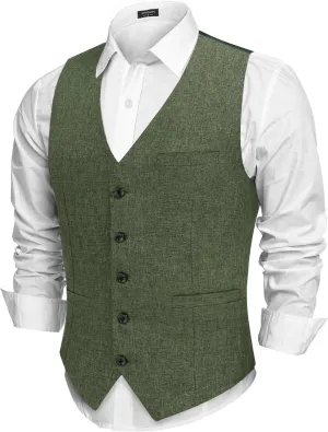 COOFANDY Men Casual Suit Vest Formal Dress Vest Slim Fit Waistcoat Business Wedding