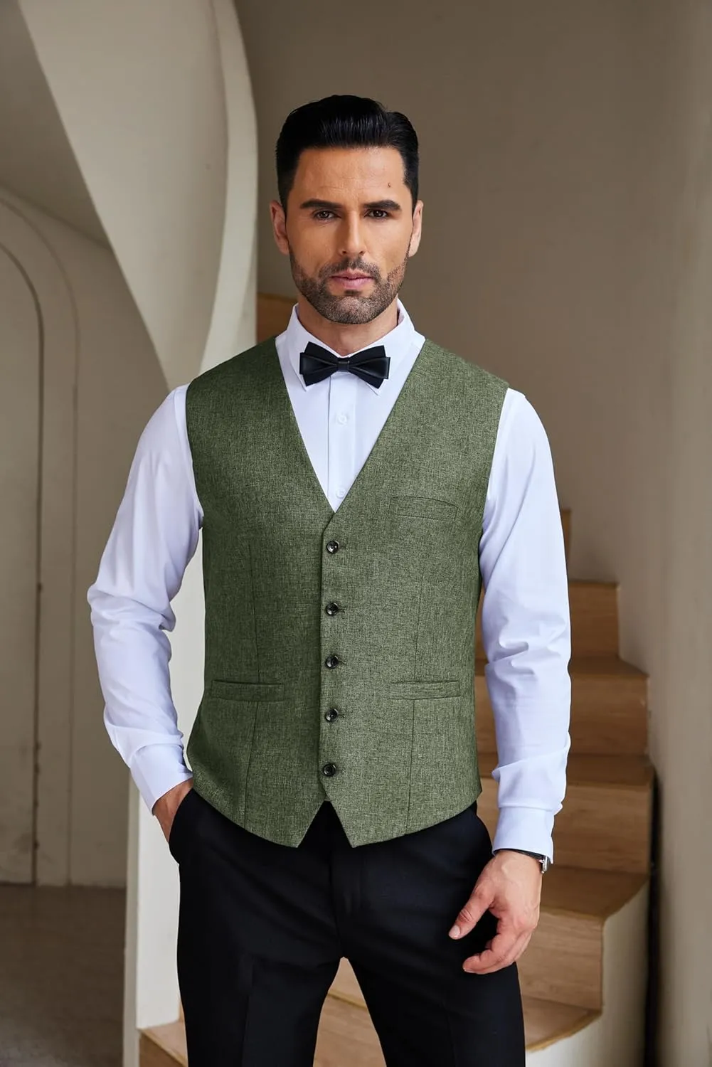 COOFANDY Men Casual Suit Vest Formal Dress Vest Slim Fit Waistcoat Business Wedding