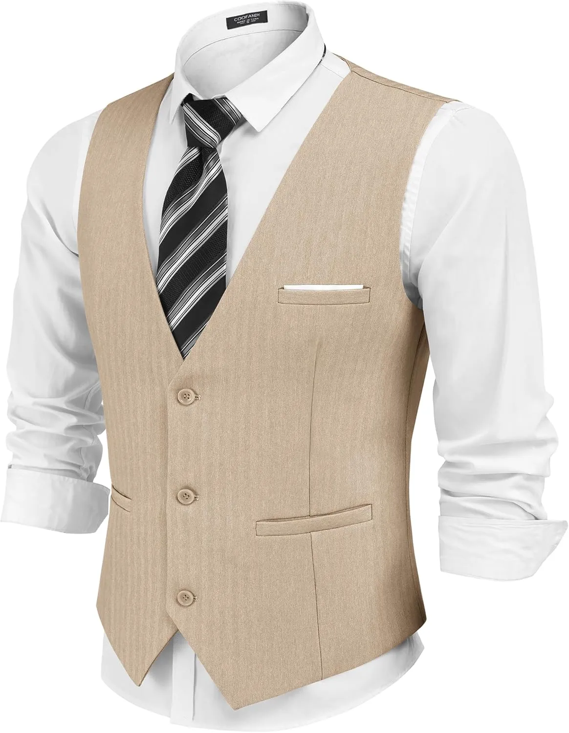 COOFANDY Mens Dress Vest Casual Business Waistcoat Formal Wedding 3 Button Suit Vest