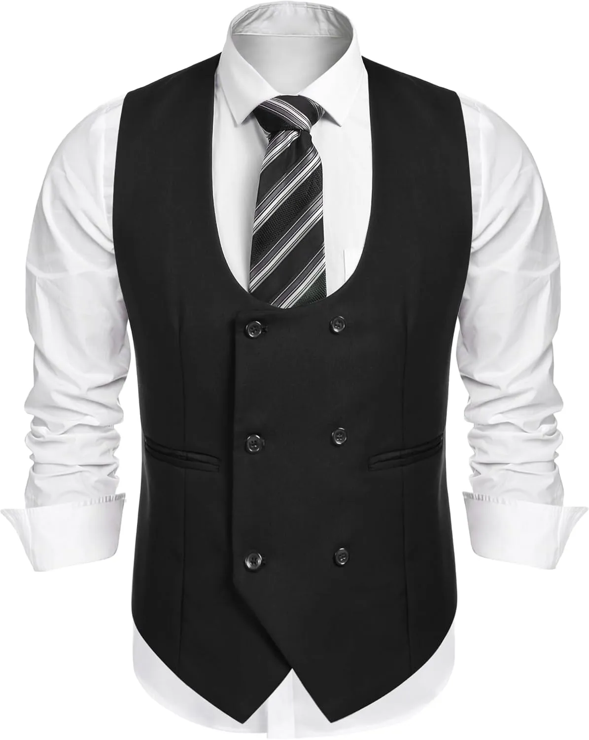 COOFANDY Men's Suit Vest Slim Fit Double Breasted Dress Vest Casual Business Formal Waistcoat