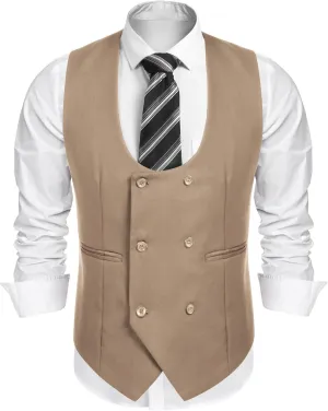 COOFANDY Men's Suit Vest Slim Fit Double Breasted Dress Vest Casual Business Formal Waistcoat