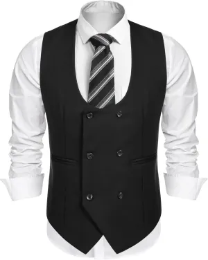 COOFANDY Men's Suit Vest Slim Fit Double Breasted Dress Vest Casual Business Formal Waistcoat