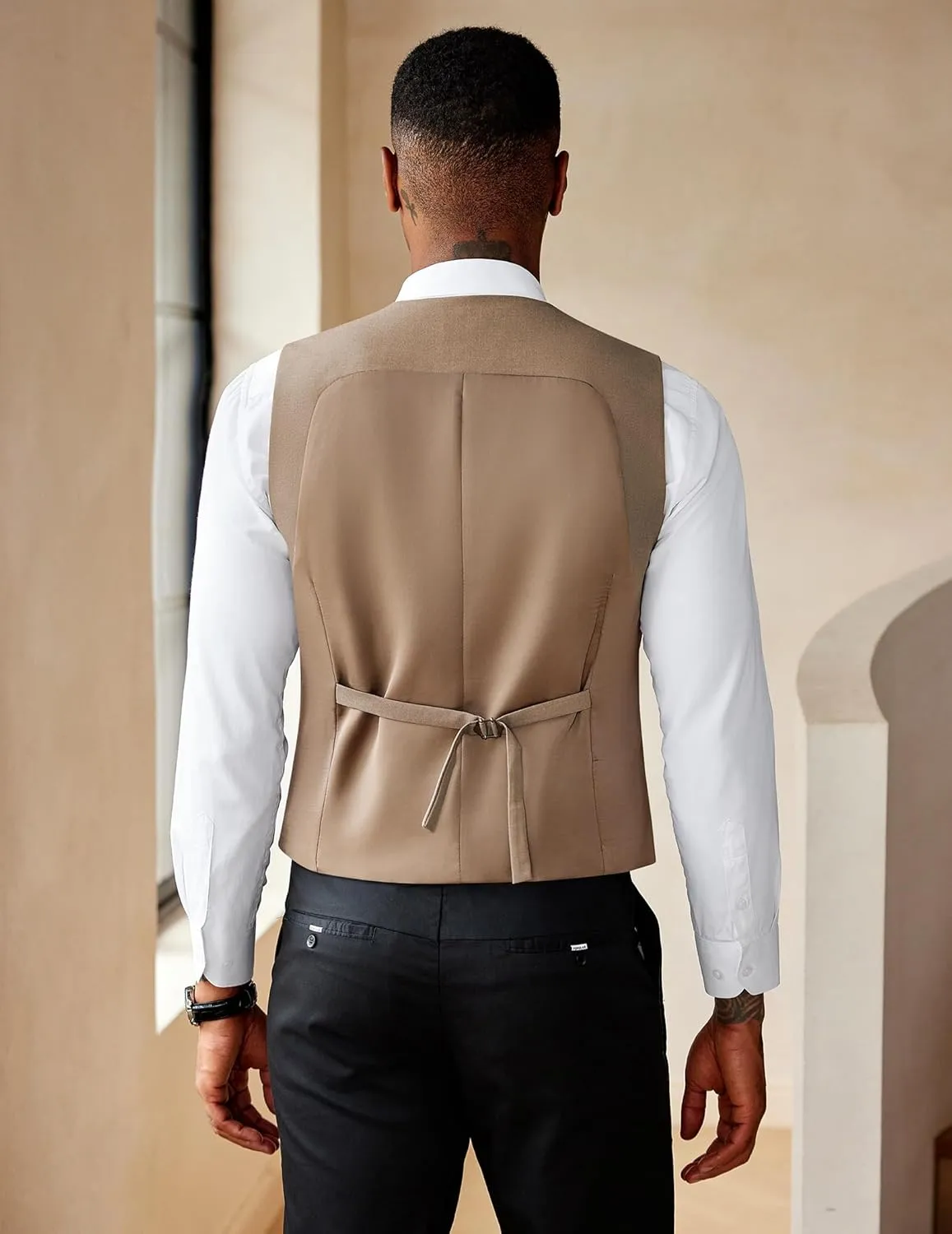 COOFANDY Men's Suit Vest Slim Fit Double Breasted Dress Vest Casual Business Formal Waistcoat