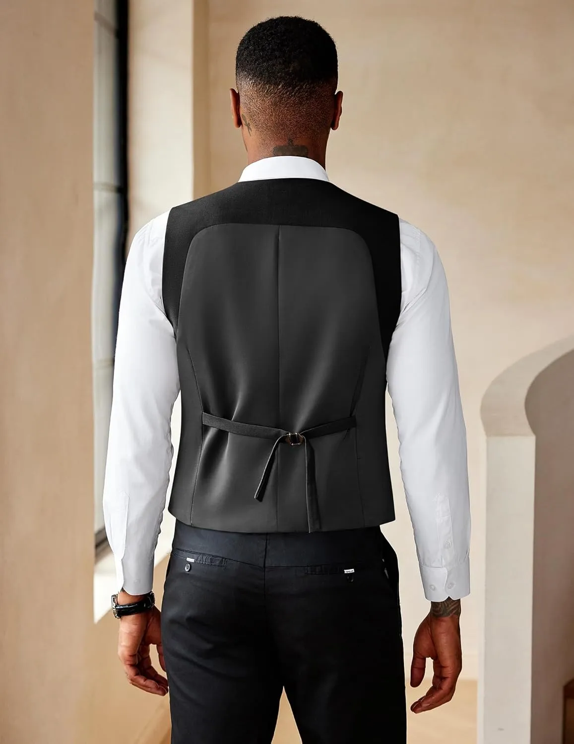 COOFANDY Men's Suit Vest Slim Fit Double Breasted Dress Vest Casual Business Formal Waistcoat