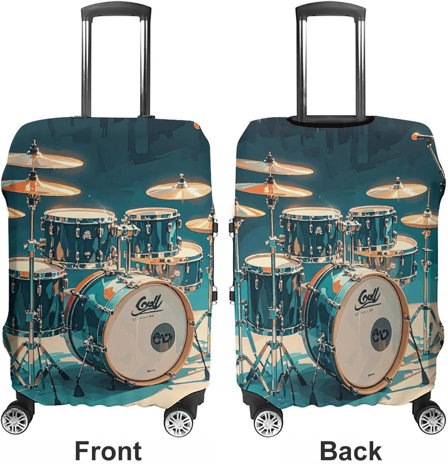 Cool Drums Set Luggage Cover Tsa Approved Suitcase Covers for Luggage Elastic Washable Suit Case Covers Anti-Scratch Travel Luggages Sleeve Suitcase Protector Fits 19-30 Inch Case(XL)