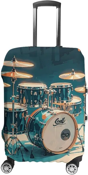 Cool Drums Set Luggage Cover Tsa Approved Suitcase Covers for Luggage Elastic Washable Suit Case Covers Anti-Scratch Travel Luggages Sleeve Suitcase Protector Fits 19-30 Inch Case(XL)