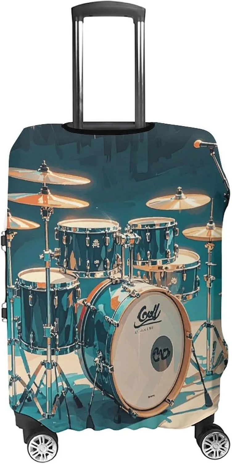 Cool Drums Set Luggage Cover Tsa Approved Suitcase Covers for Luggage Elastic Washable Suit Case Covers Anti-Scratch Travel Luggages Sleeve Suitcase Protector Fits 19-30 Inch Case(XL)