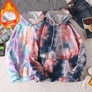 Cotton Colorful Women Hoodies oversized clothes Tie Dye Printed Long Sleeve Hooded Women's Tops Korean Loose Pullover Sweatshirt
