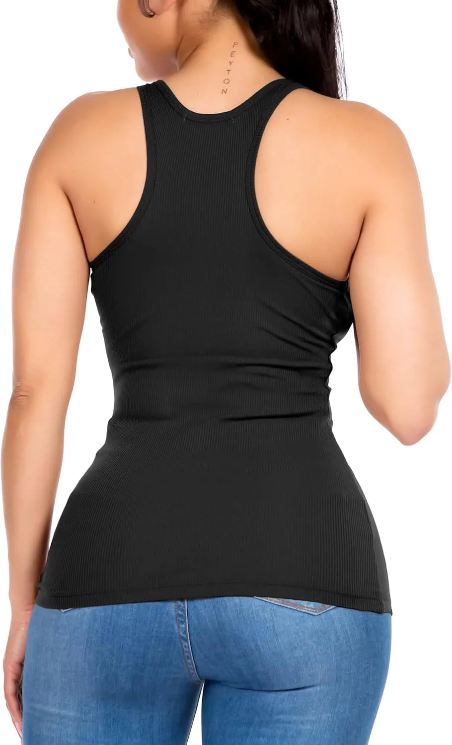Cotton Ribbed Racerback Tank Tops for Women Basic Workout Athletic Tanks Gym Tank Top Yoga Shirts Pack 1-4