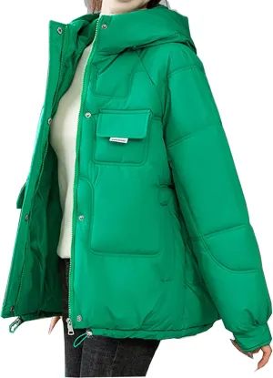 DASAYO Womens Thicken Drawstring Hooded Puffer Parka Jacket Windbreaker Warm Outdoor Coats Cotton Padded Puffy Baggy Overcoat