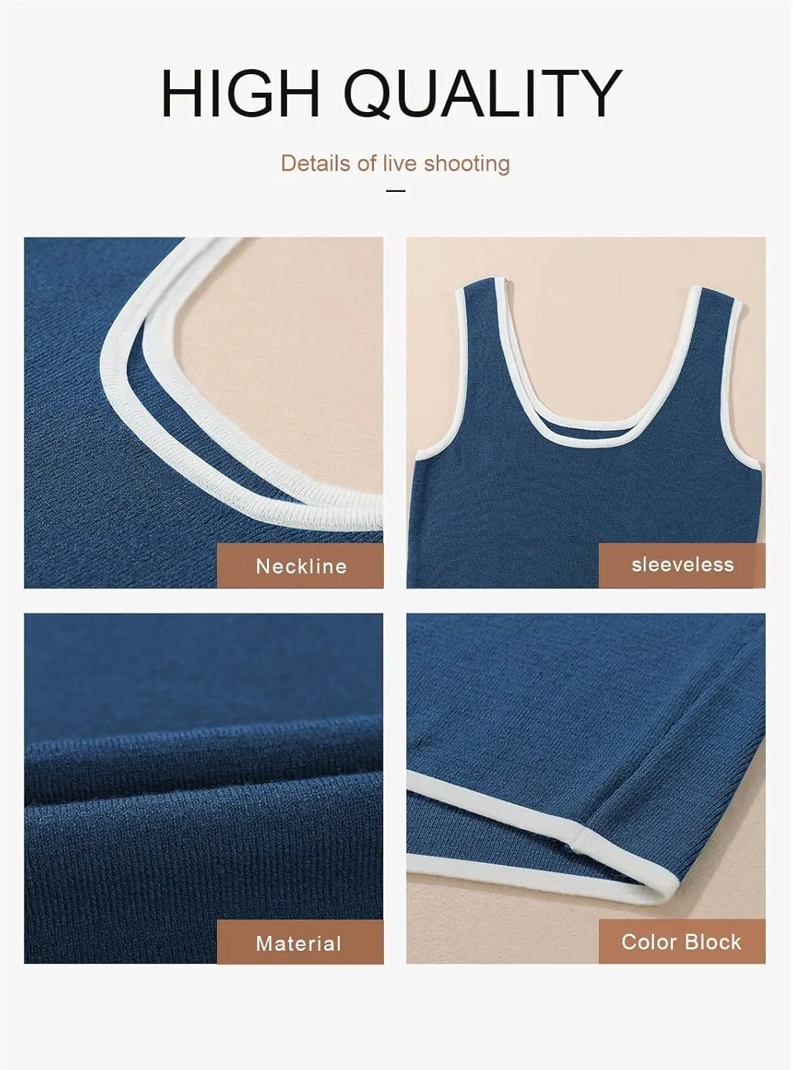 Dokotoo Womens Tank Tops 2025 Summer Casual Sleeveless Scoop Neck Ribbed Knit Color Block Slim Fitted Cami Tee Shirts