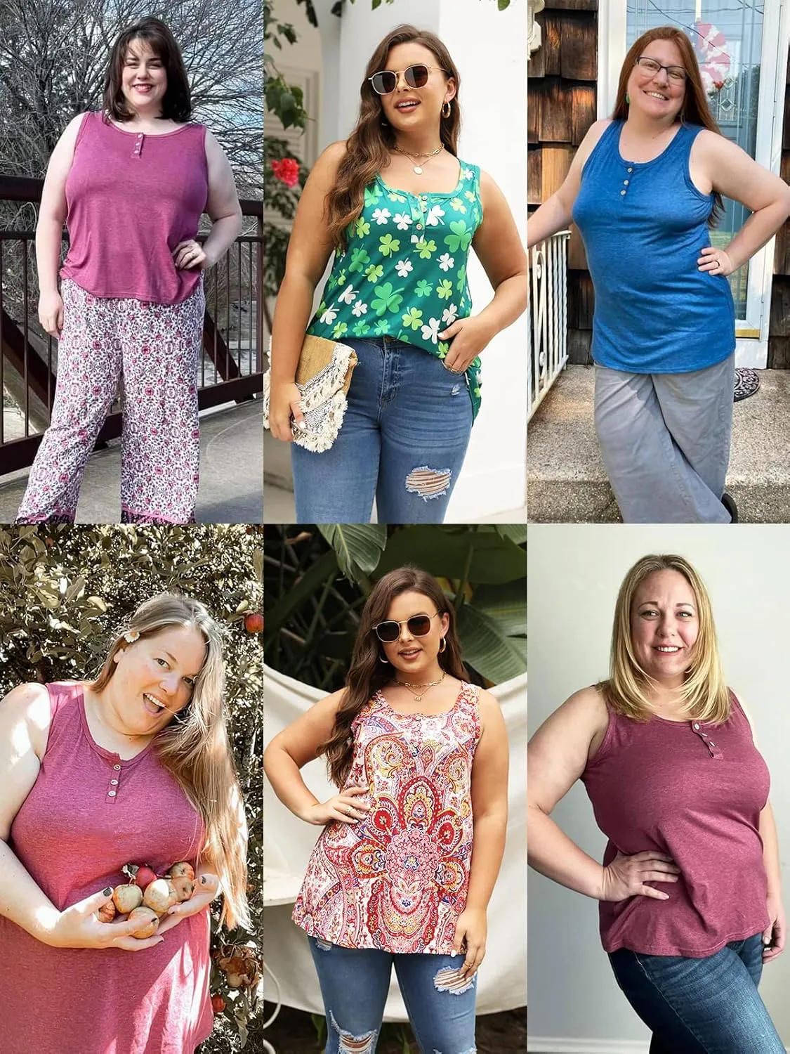 DOLNINE Womens-Plus-Size-Tank-Tops Summer Sleeveless T Shirts Casual Button Down Tunic Tee