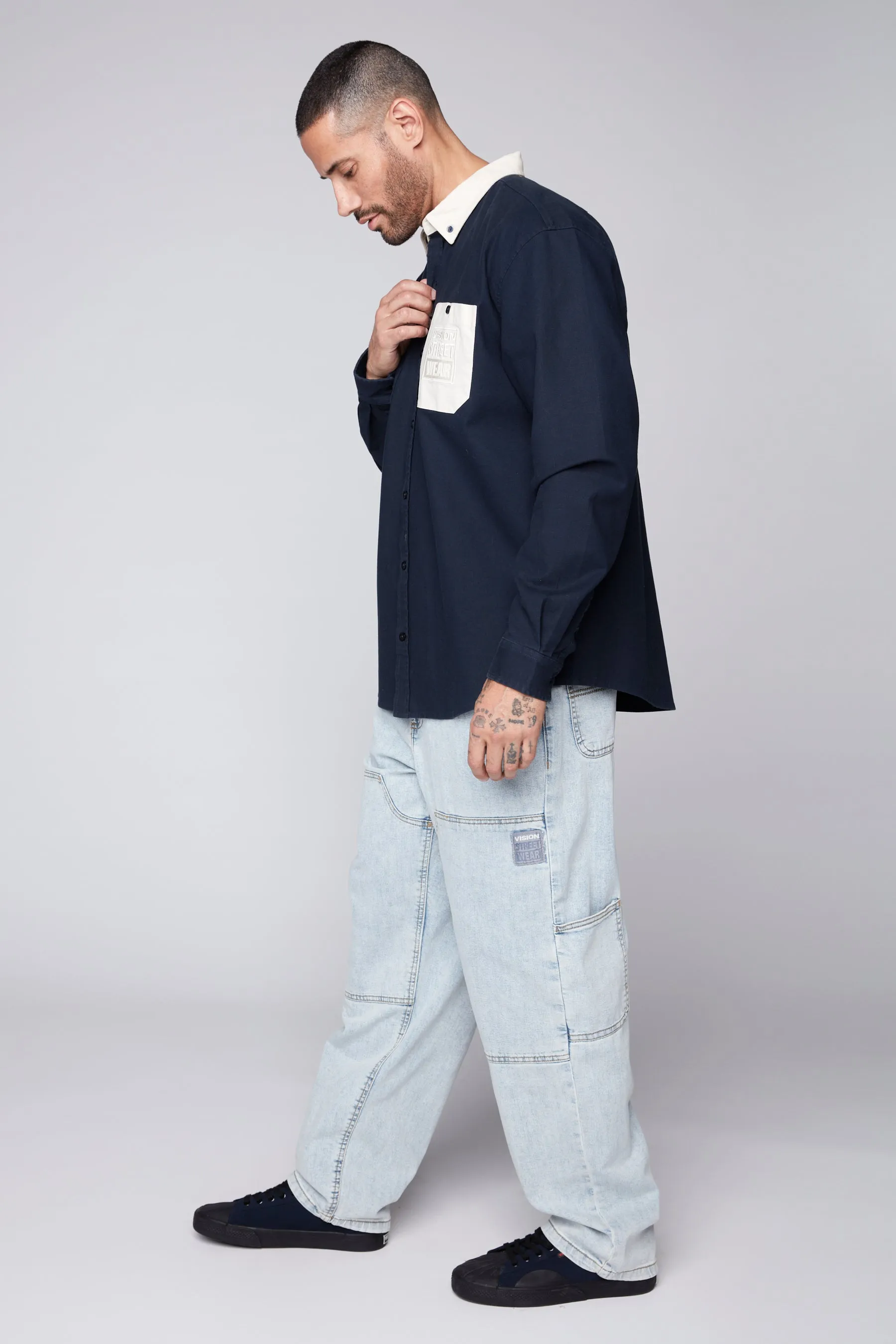 DORFMAN - Loose Fit Carpenter Pant - Light Blue Denim