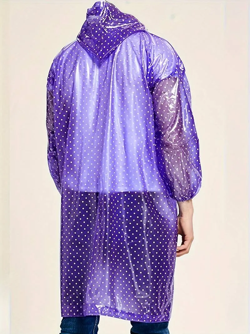 Dotted Waterproof Breathable Rain Jacket with Buttons and Hood for Women | Perfect for Outdoor Activities