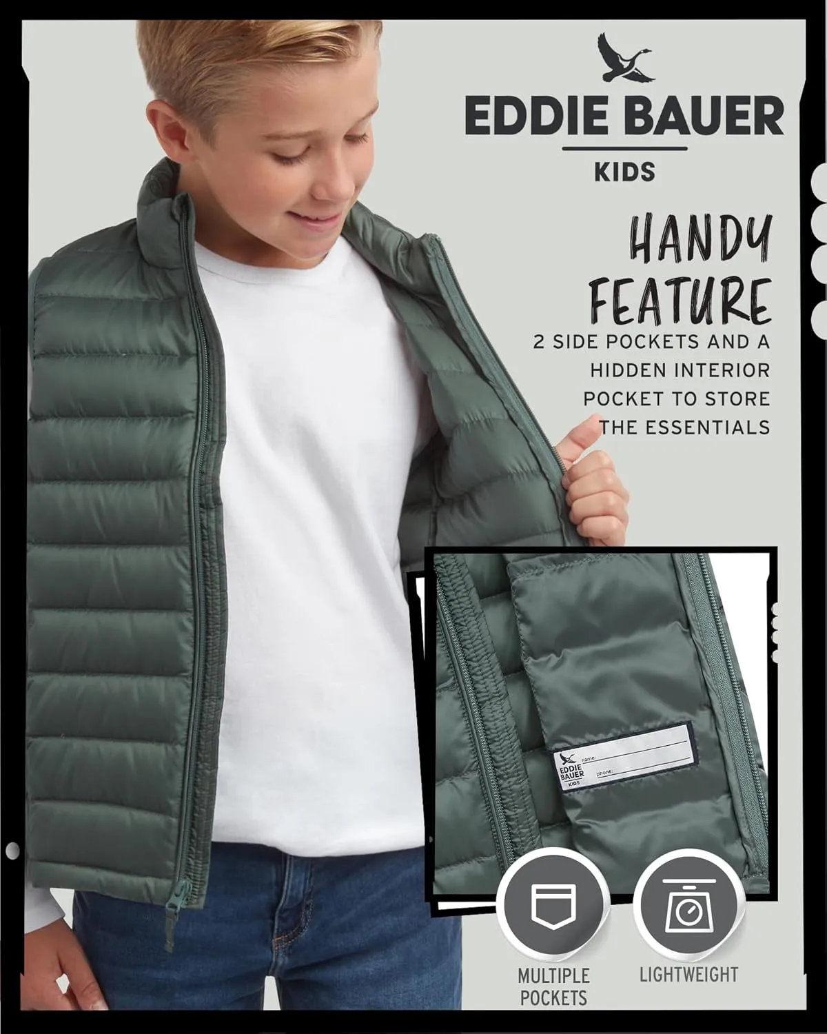 Eddie Bauer Kids' Down Vest - CirrusLite Weather Resistant Quilted Bubble Puffer Vest for Boys and Girls (5-20)