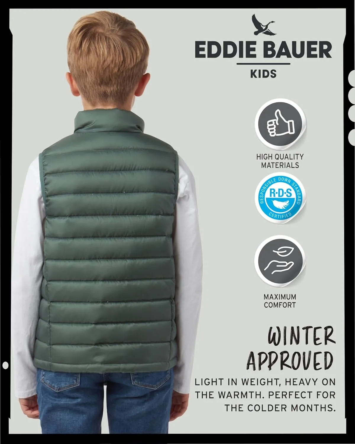Eddie Bauer Kids' Down Vest - CirrusLite Weather Resistant Quilted Bubble Puffer Vest for Boys and Girls (5-20)