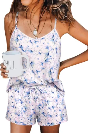 Ekouaer Womens Cami Pajama Set Sleeveless Camisole Set 2 Piece Lingerie Short Sets