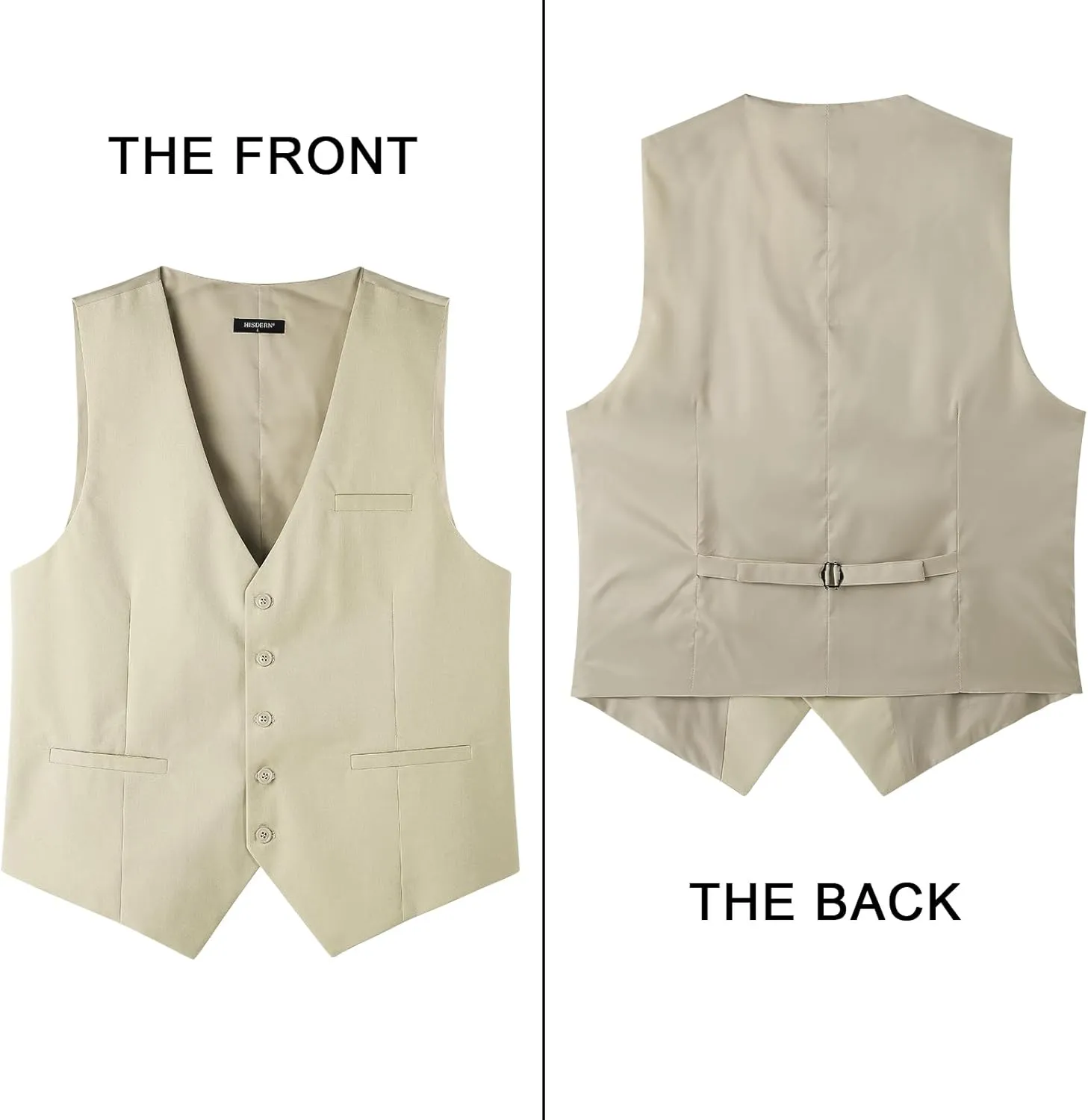 Enlision Men's Suit Vest Business Formal Dress Waistcoat Solid Color Vest for Suit or Tuxedo