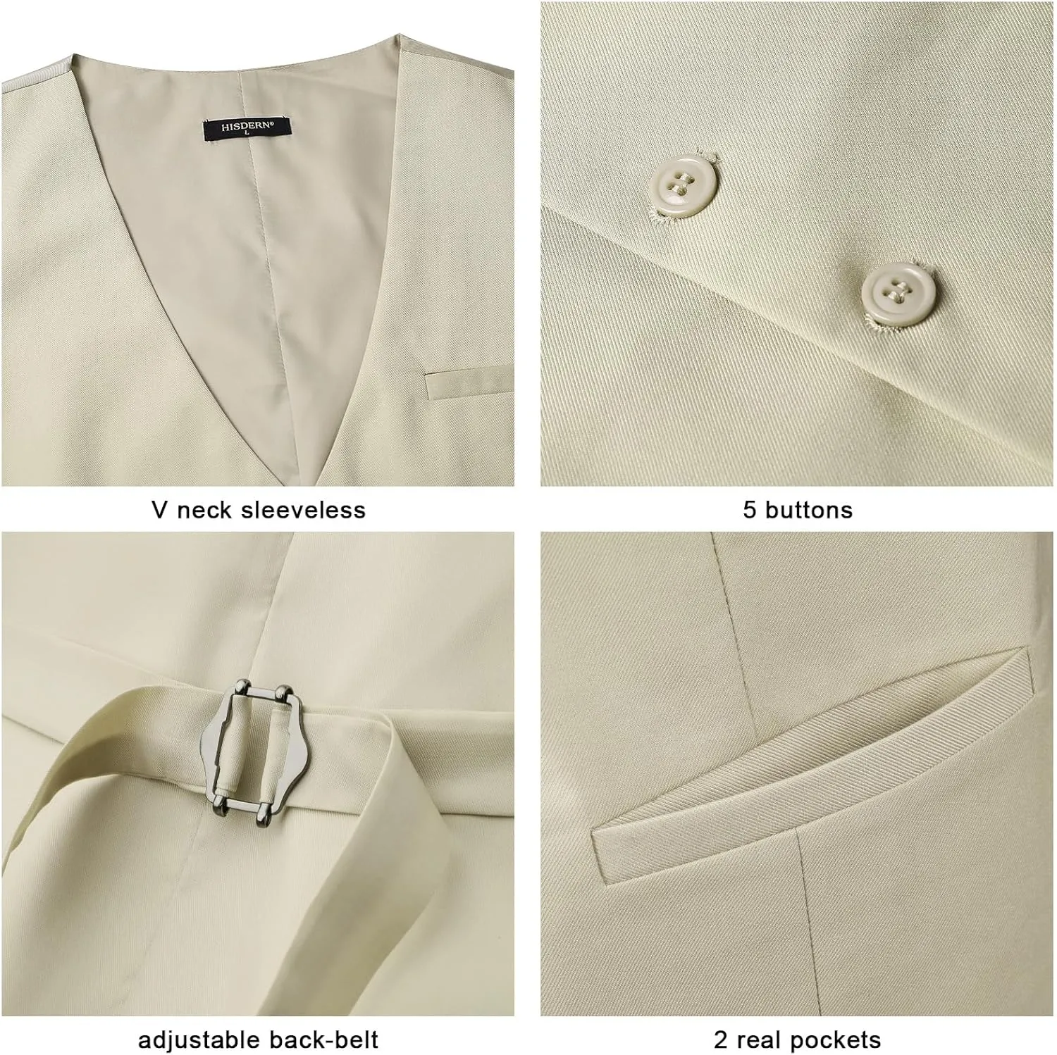 Enlision Men's Suit Vest Business Formal Dress Waistcoat Solid Color Vest for Suit or Tuxedo