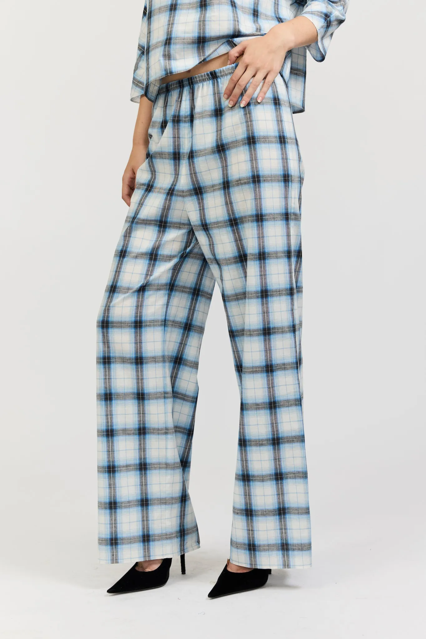 Erin Pant in Blue Cotton Check