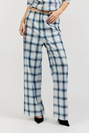 Erin Pant in Blue Cotton Check