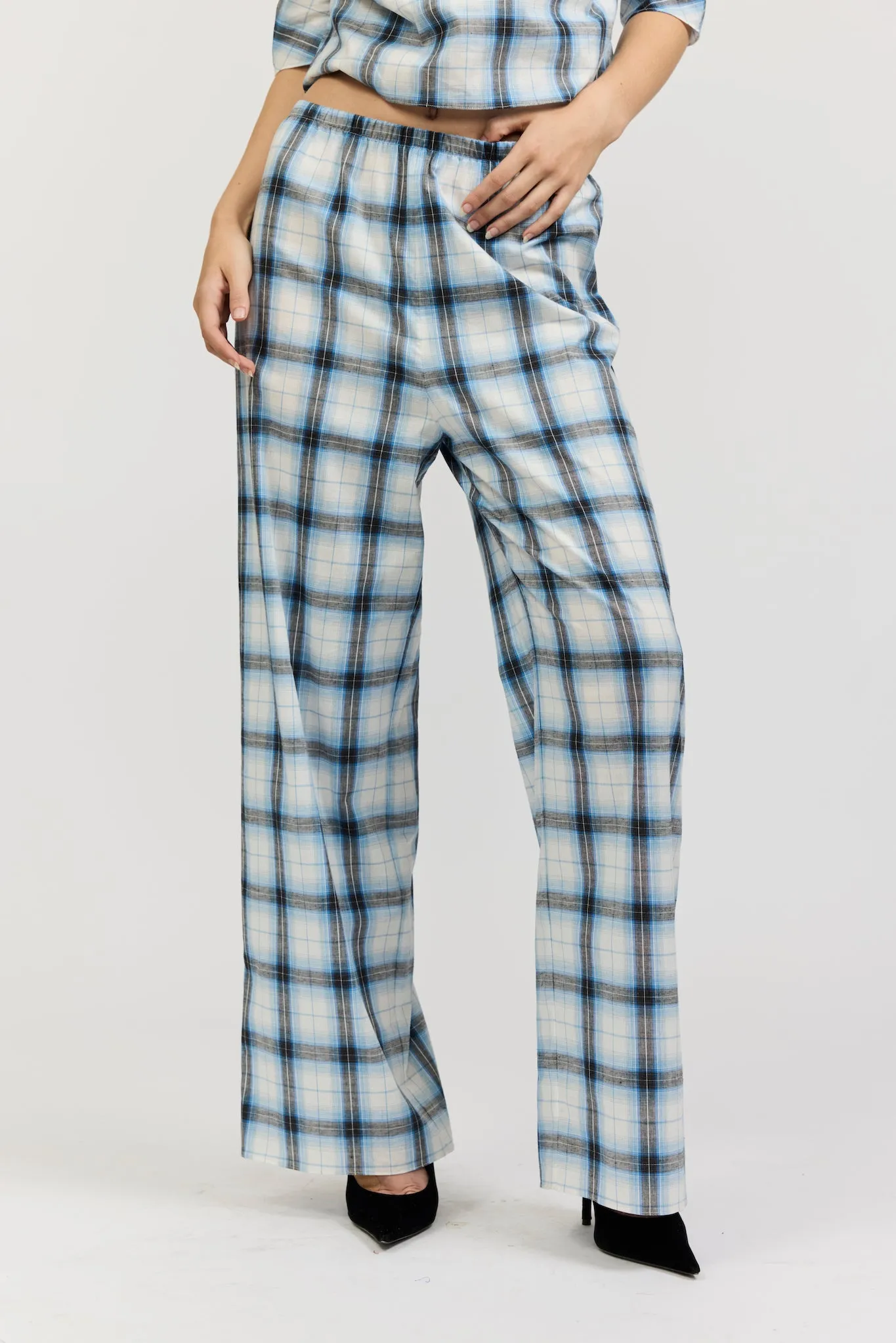 Erin Pant in Blue Cotton Check