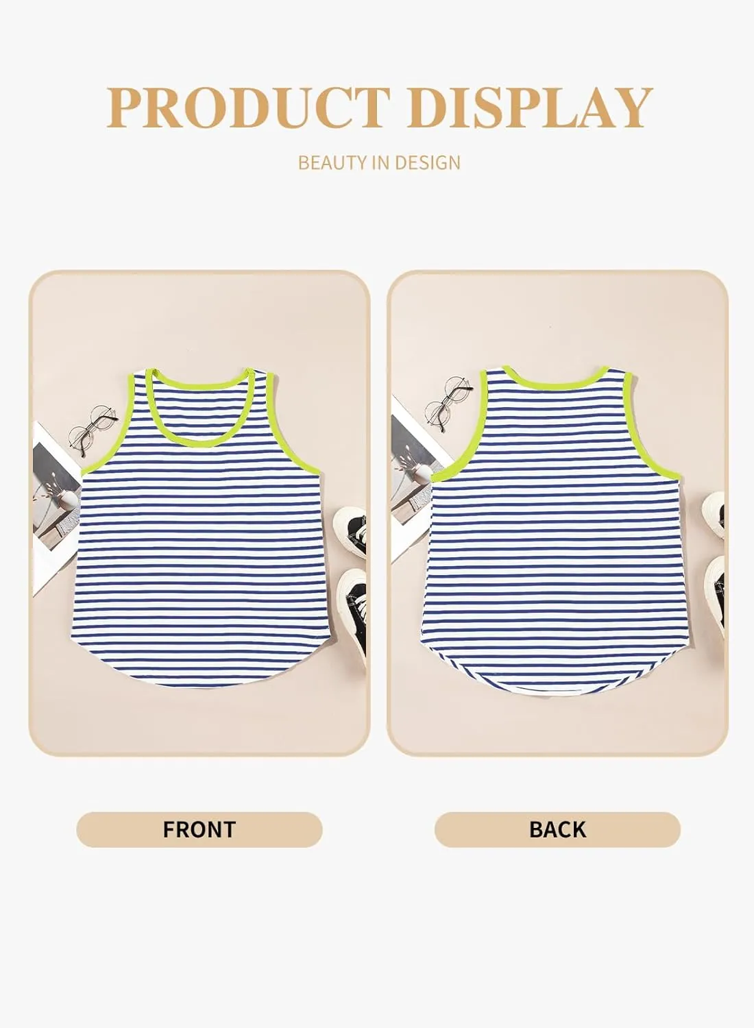Eytino Plus Size Tank Tops for Women Sleeveless Crew Neck Striped Casual Summer Loose Tee Shirts(1X-5X)