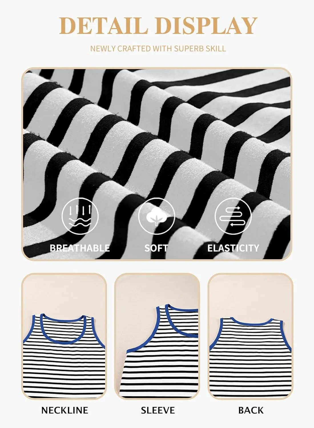 Eytino Plus Size Tank Tops for Women Sleeveless Crew Neck Striped Casual Summer Loose Tee Shirts(1X-5X)