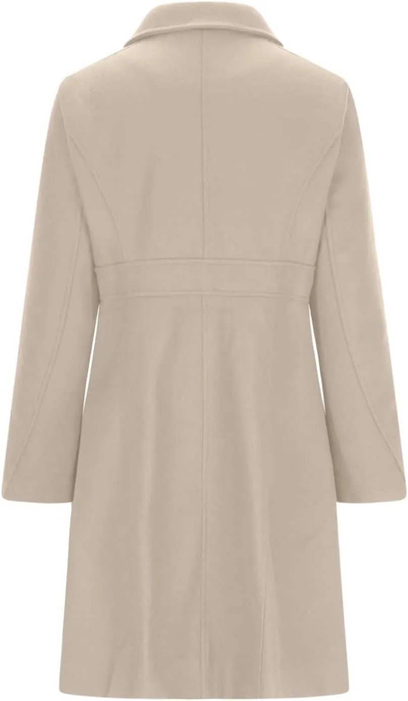 fartey Womens Long Winter Coats Casual Lapel Collared Elegant Trench Coat Singe-Breasted Wool Blend Pea Coat With Pockets