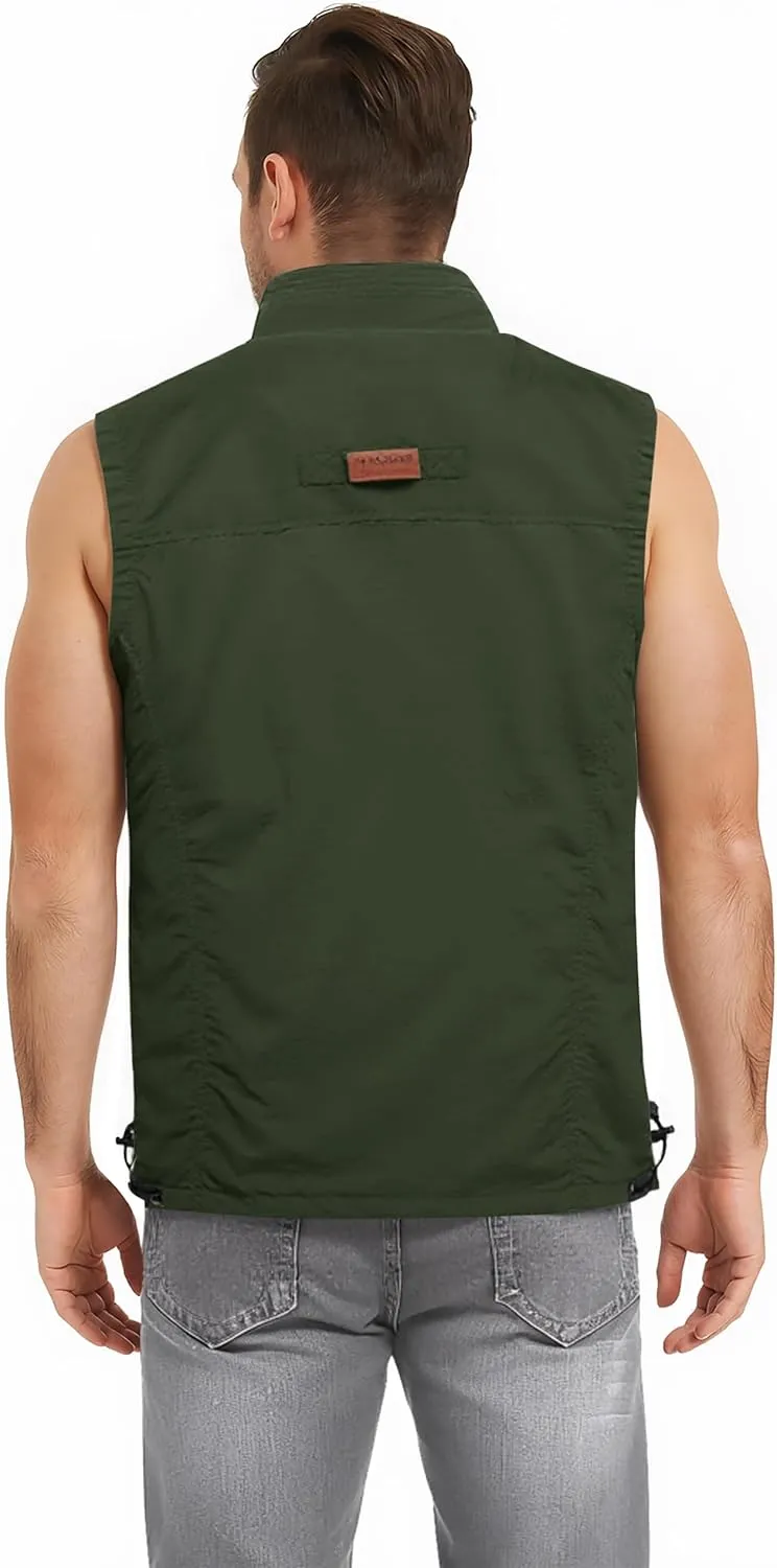 Flygo Men's Lightweight Outdoor Travel Work Fishing Vest with Multi-Pockets