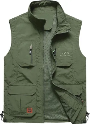 Flygo Men's Lightweight Outdoor Travel Work Fishing Vest with Multi-Pockets