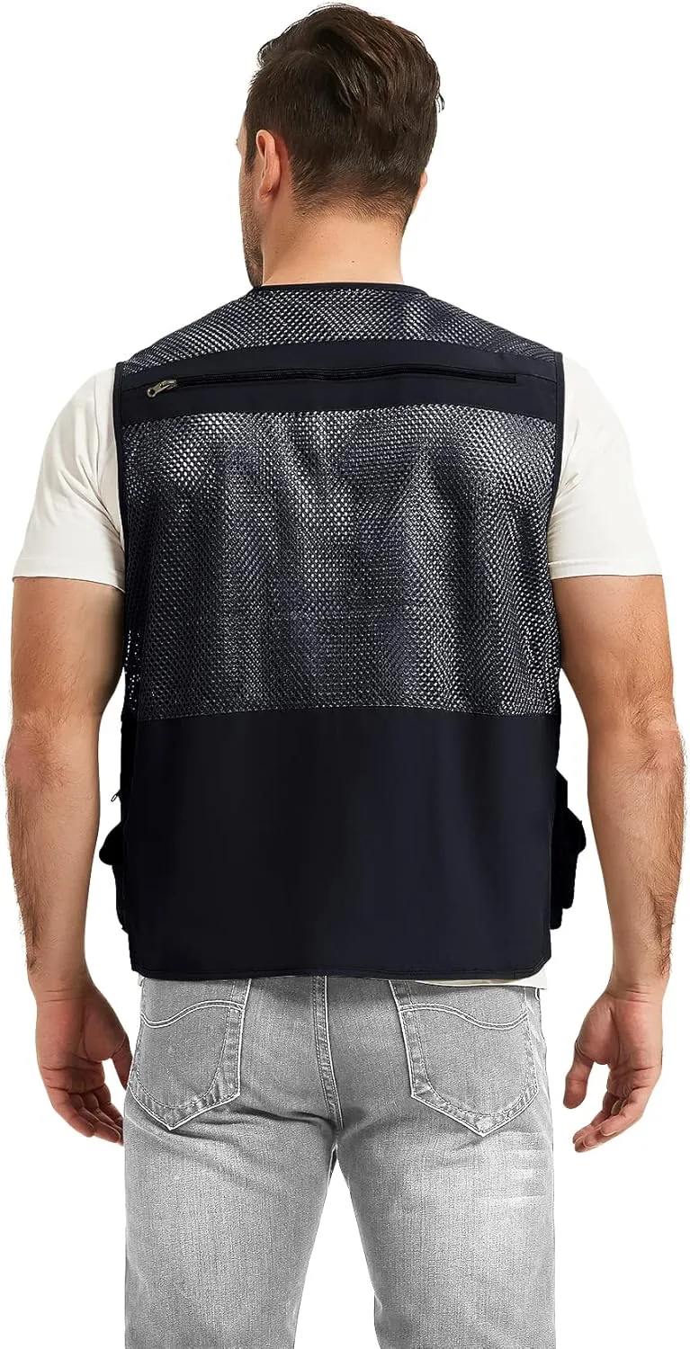 Flygo Mens Summer Outdoor Work Safari Fishing Travel Photo Vest with Pockets
