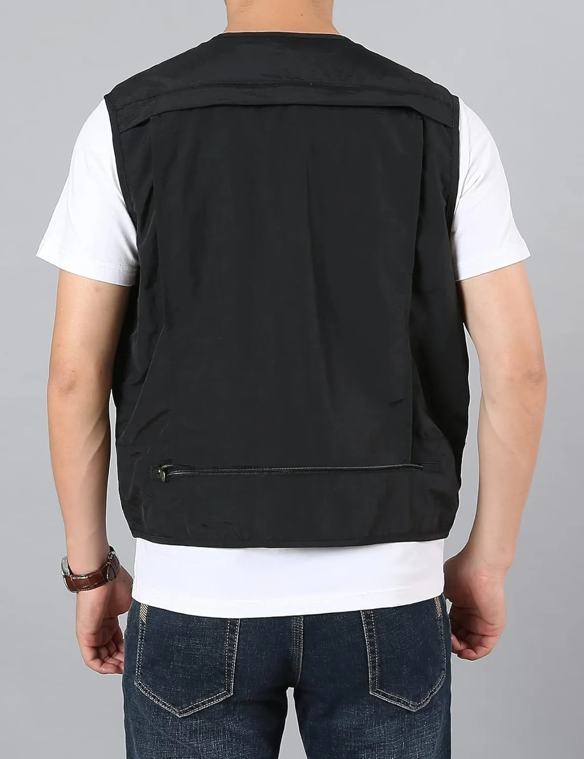 Flygo Men's Utility Cargo Vest Outdoor Fishing Safari Travel Work Photo Vest with Pockets