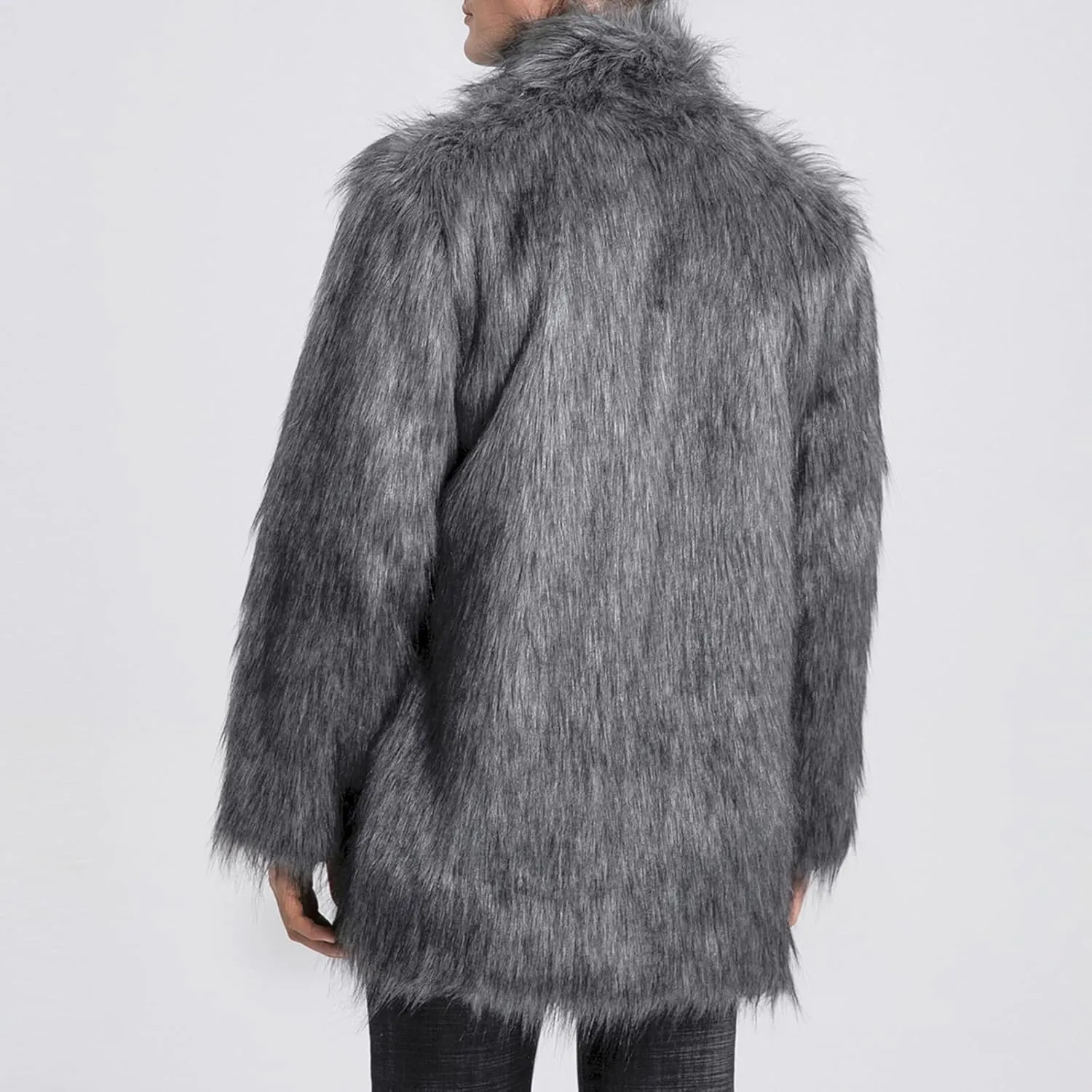 FOMOYUU Men's Fashion Warm Thick Coat Jacket Faux Fur Outwear Cardigan Overcoat Winter Coat Lightweight Jacket Long Trench