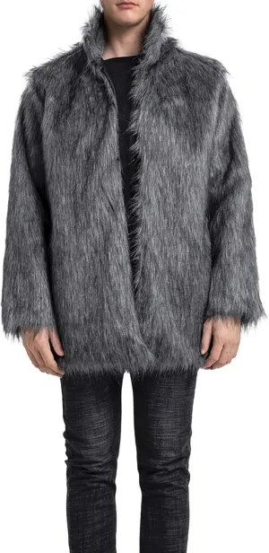 FOMOYUU Men's Fashion Warm Thick Coat Jacket Faux Fur Outwear Cardigan Overcoat Winter Coat Lightweight Jacket Long Trench