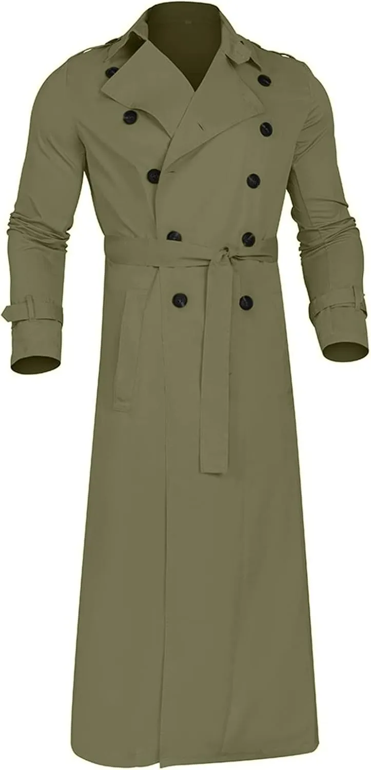 FONMA Trench Coat Men Winter Slim Coat Trench Lapel Long Jacket Double Breasted Coat Soft Elegant windbreaker