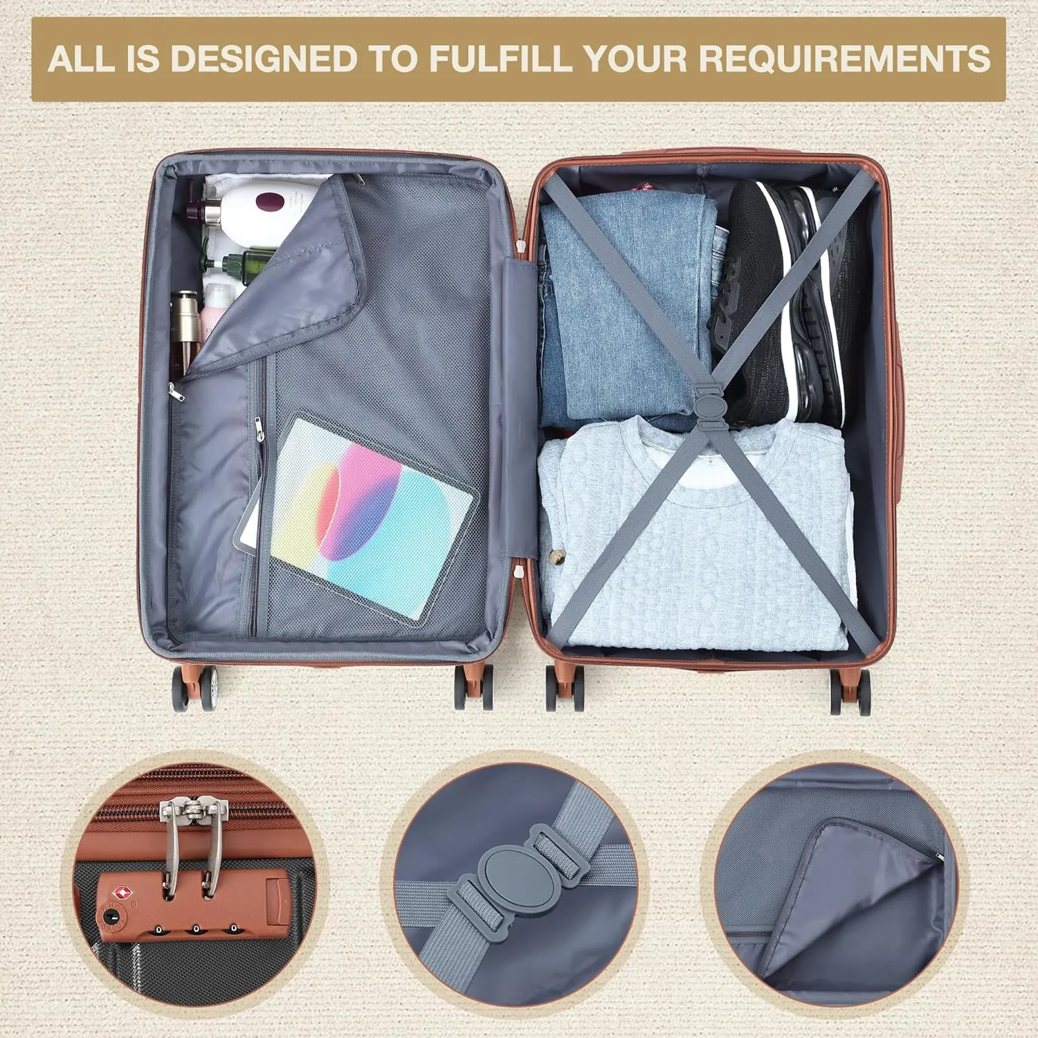 Garvee Luggage Expandable Suitcase 3 Piece Set, Luggage Set of 3 Piece Suitcase with Spinner Wheels, Hardshell Luggage 3 Piece Set(20"/24"/28")