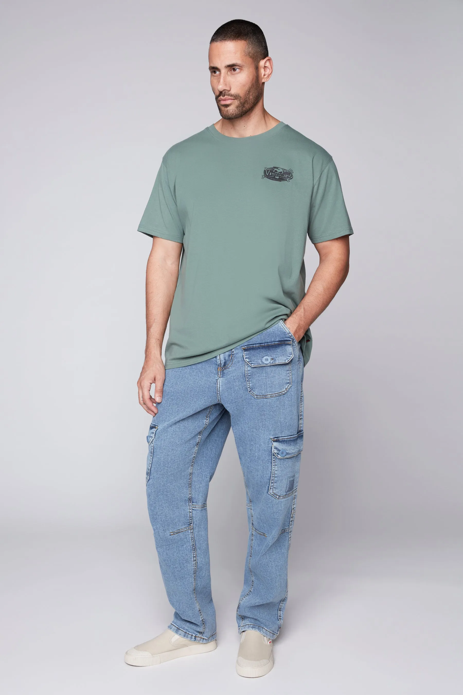 GELFAND - Loose Fit Cargo Pant with Adjustable Hems - Dark Stone Denim