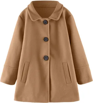 Girls Dress Coat Toddler Trench Coat Faux Fur Jacket Double Breasted Peacoat Girls Wool Lapel Princess Coat Overcoat