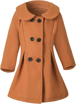 Girls Dress Coat Toddler Trench Coat Wool Blend Double Breasted Long Peacoat Kids Long Winter Coat Faux Fur Jacket