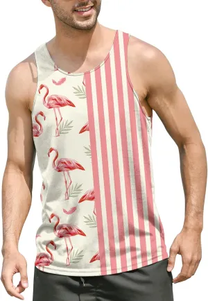 Goodstoworld Mens 3D Tank Top Novelty Graphic Breathable Quick Dry Sleeveless Beach Shirt S-4XL