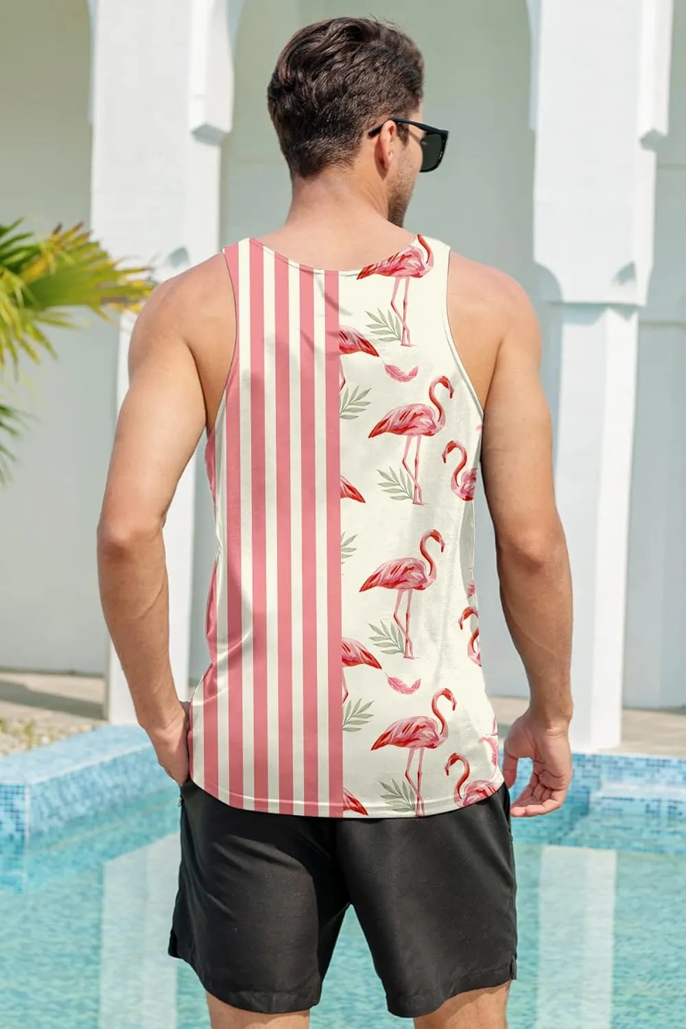 Goodstoworld Mens 3D Tank Top Novelty Graphic Breathable Quick Dry Sleeveless Beach Shirt S-4XL