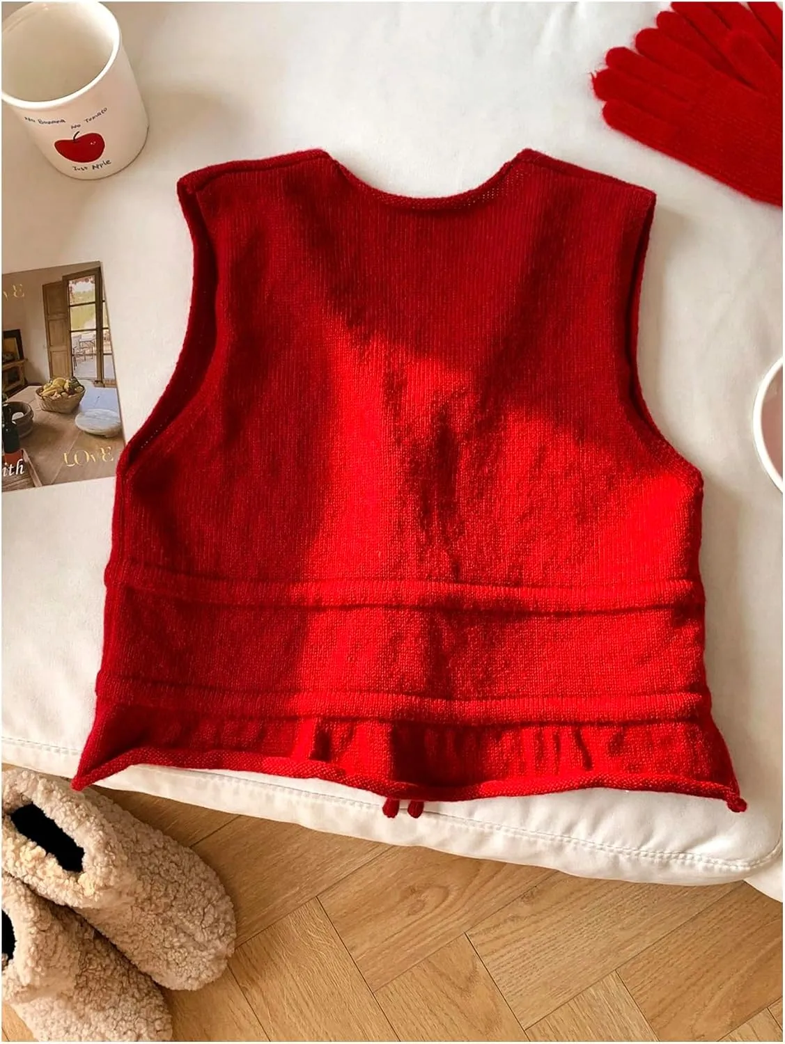 GORGLITTER Women's Bow Tie Front Vest Top Sleeveless V Neck Knit Sping Tops 2025