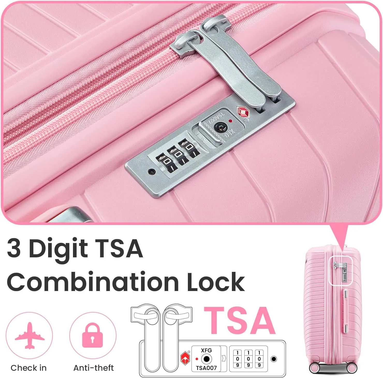 Hard Shell Luggage Set, Expandable Suitcase Set with Spinner Wheels, Lightweight Travel Luggage 4 Piece Set with TSA Lock, 14in 20in 24in 28in (PINK)