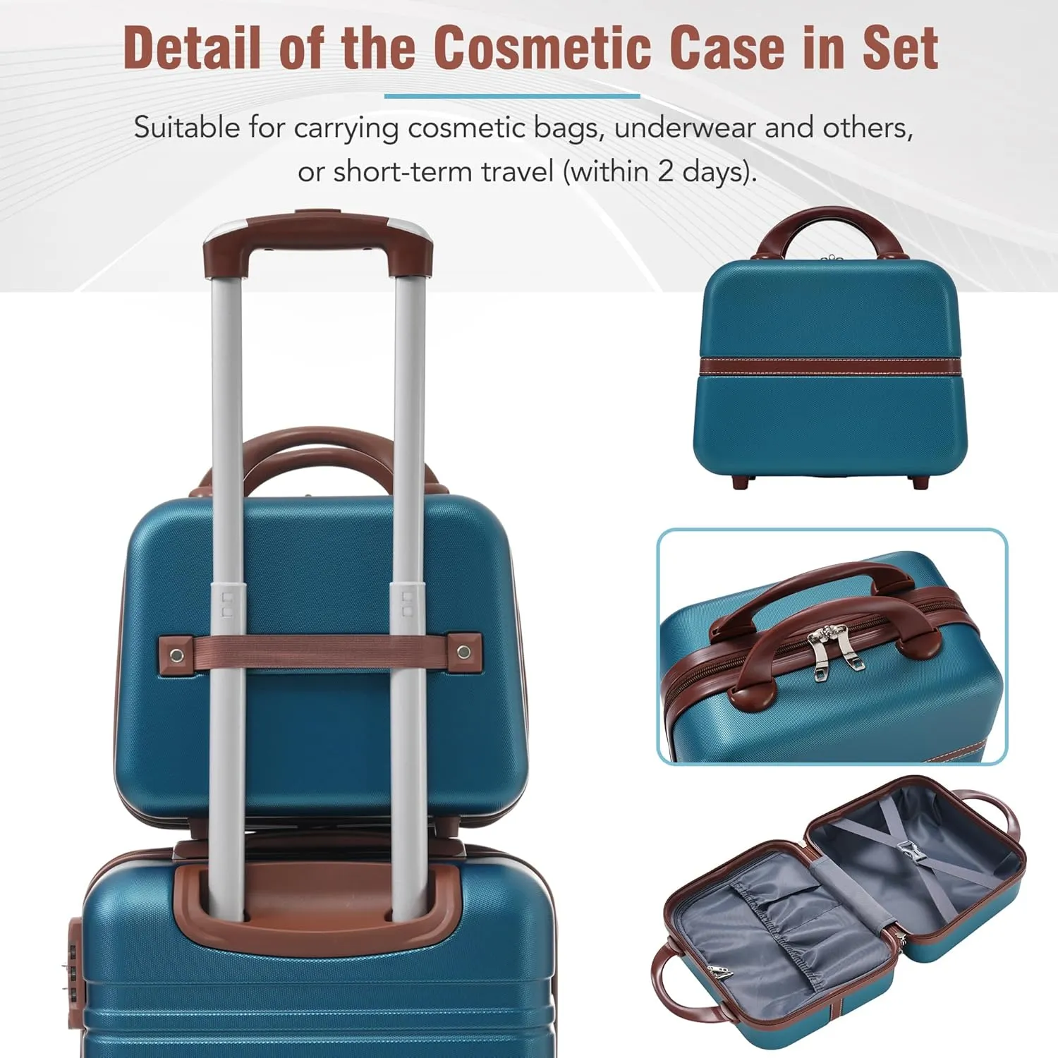 Hardshell Luggage Sets 3 Pieces 20" 28" Luggages and Cosmetic Case Spinner Suitcase with TSA Lock Lightweight (Blue)