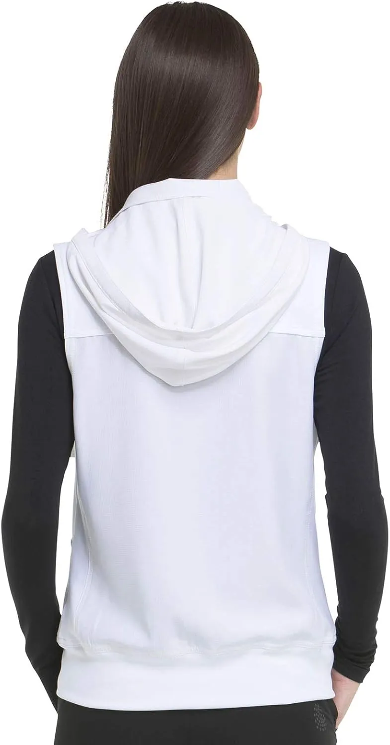 HeartSoul Zip Front Scrub Vest with Detachable Hood, Stretch Fabric HS500