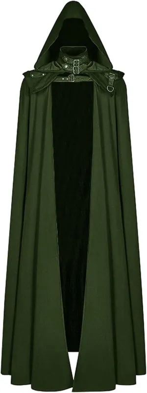 hhaappyy Halloween Costumes Adults,Medieval Hooded Gothic Devil Knight Robe Cloak Vampires Cosplay Cloak Hooded Capes Green XX-Large